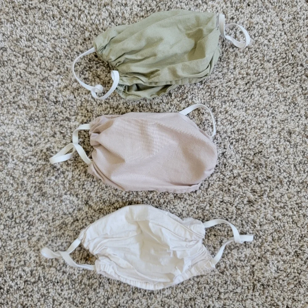 3 PC Linen Salvage Et Cie Soft Naturals Masks Green/Beige/Cream